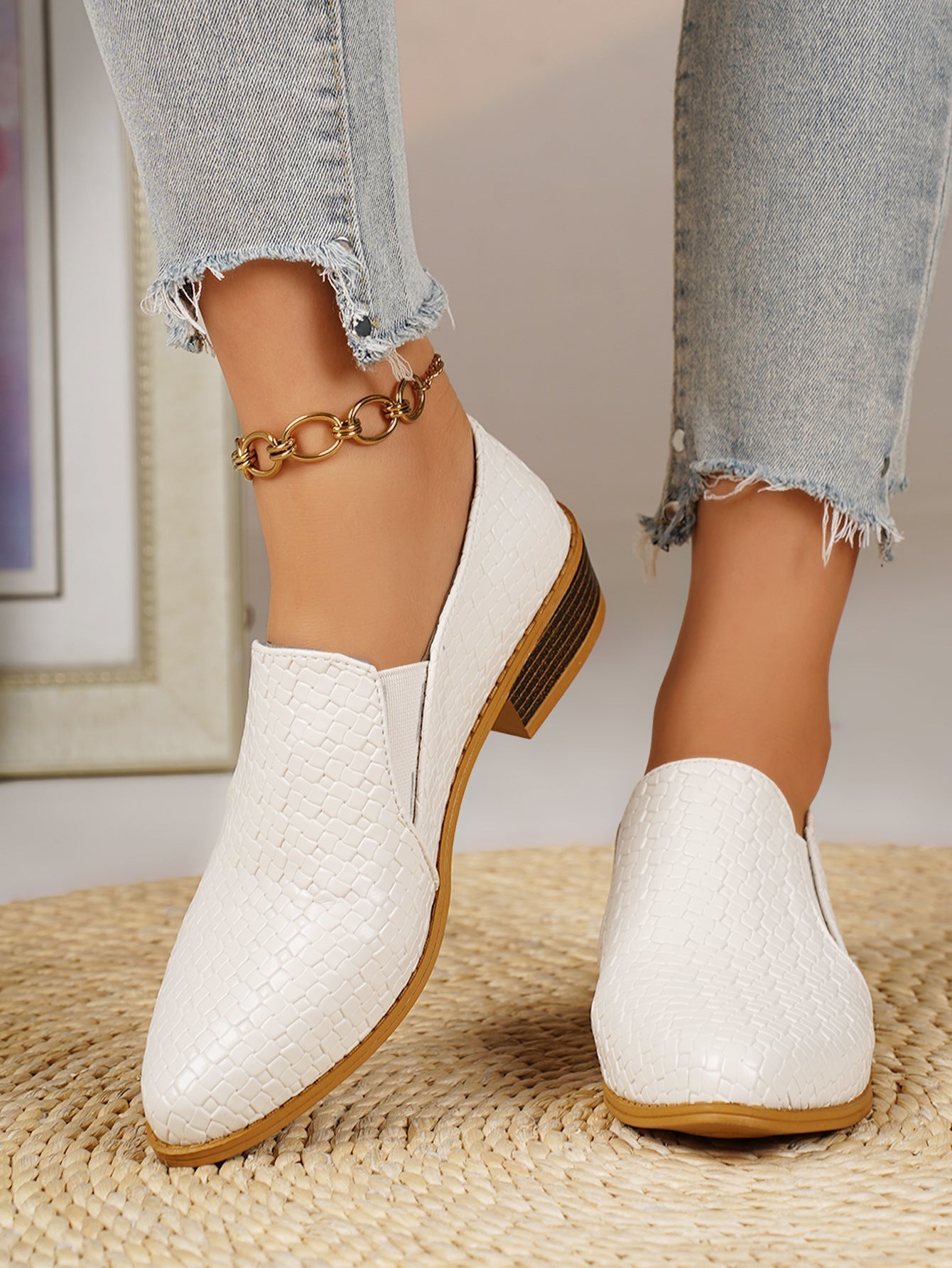 Noelle | Textured Slip-On Loafers