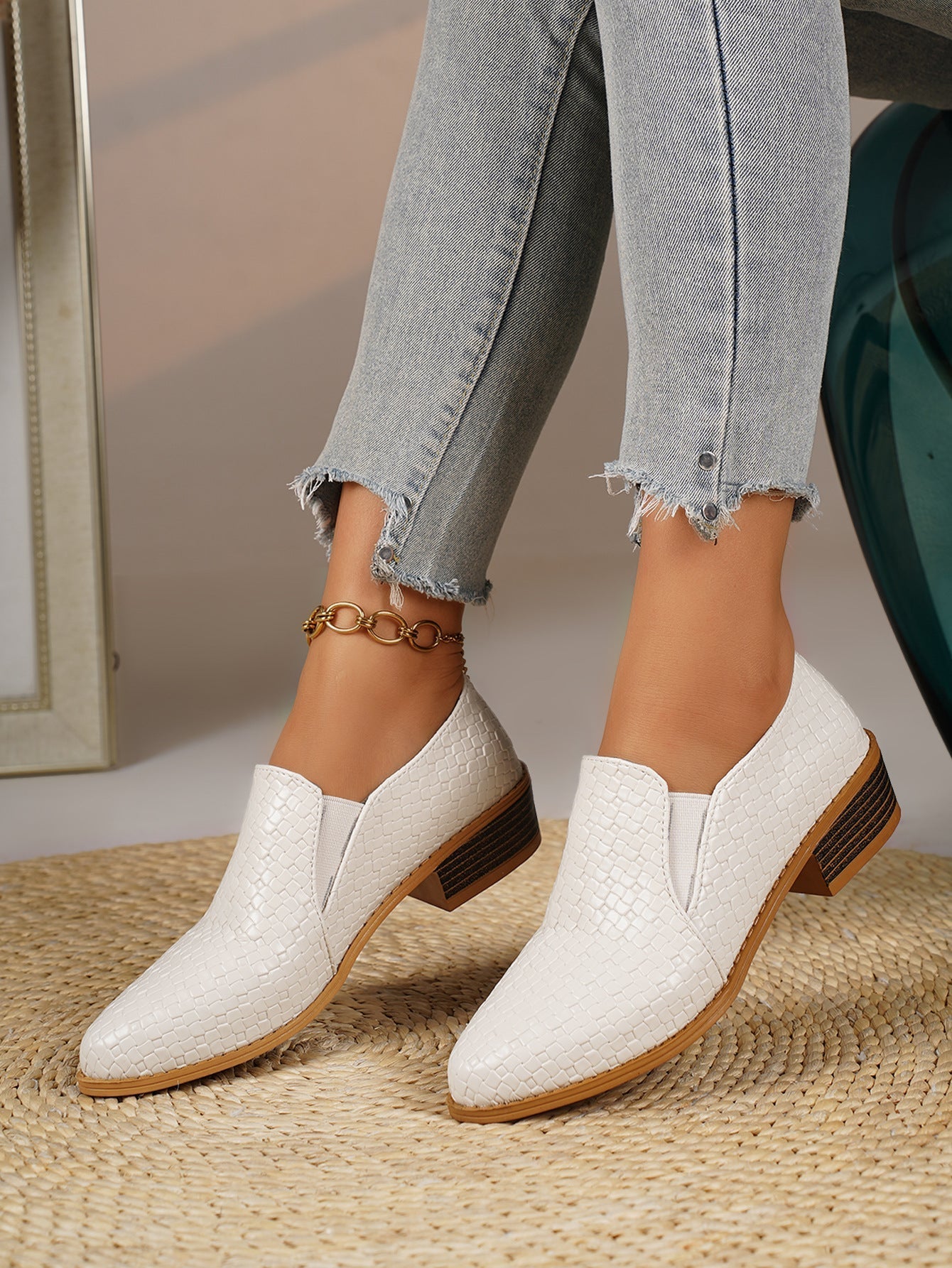 Noelle | Textured Slip-On Loafers