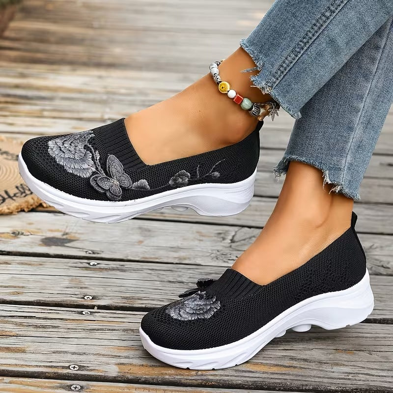 Lily | Floral Knit Slip-On Sneakers