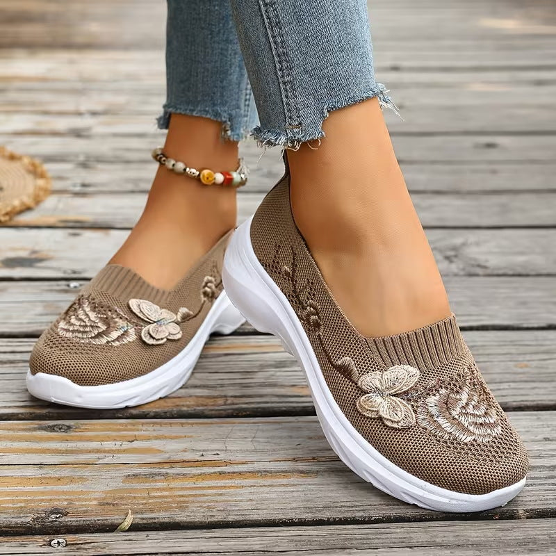Lily | Floral Knit Slip-On Sneakers