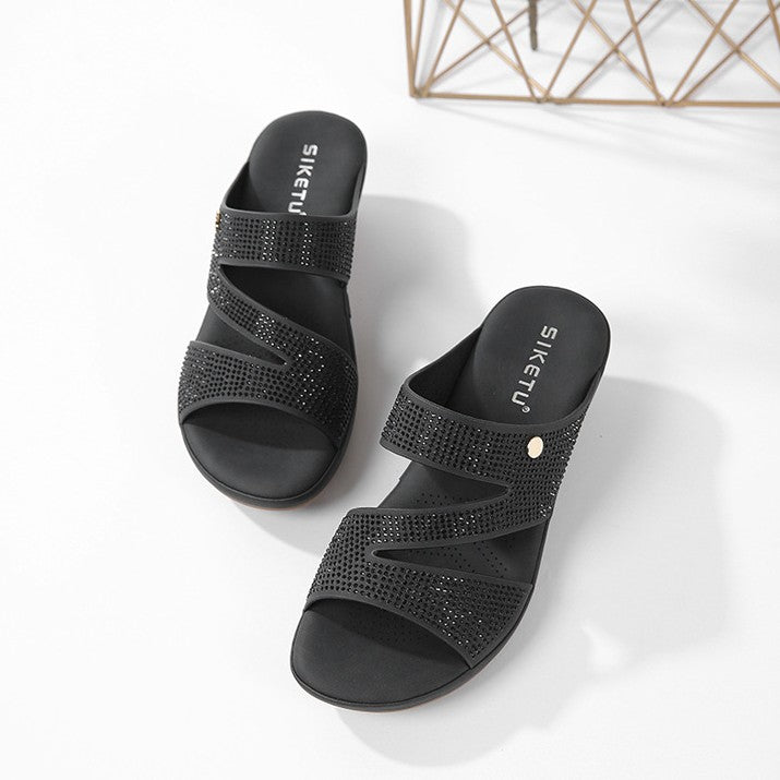 Siketu | Comfort Rhinestone Slide Sandals