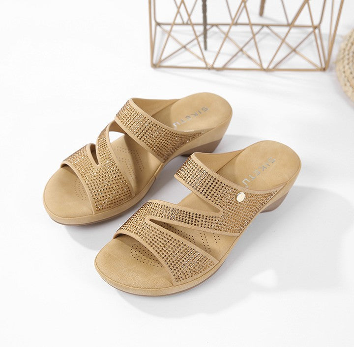Siketu | Comfort Rhinestone Slide Sandals