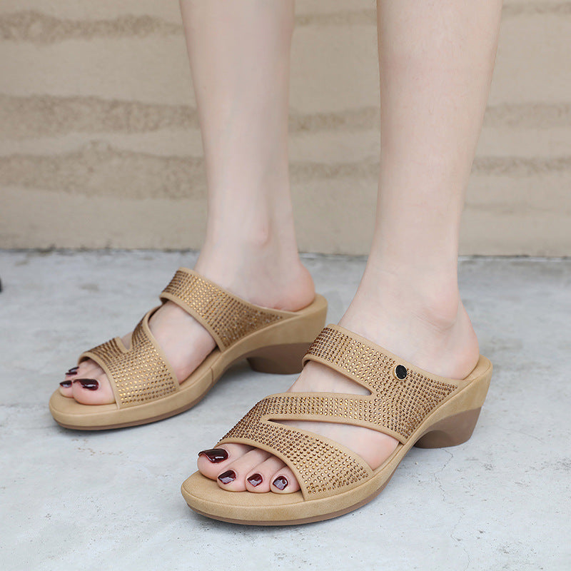 Siketu | Comfort Rhinestone Slide Sandals