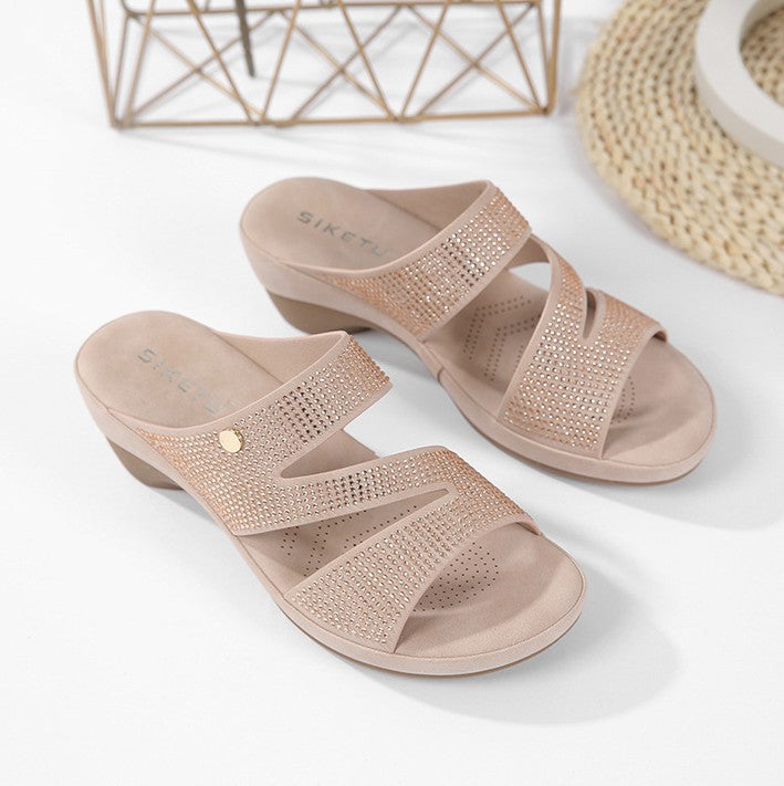 Siketu | Comfort Rhinestone Slide Sandals