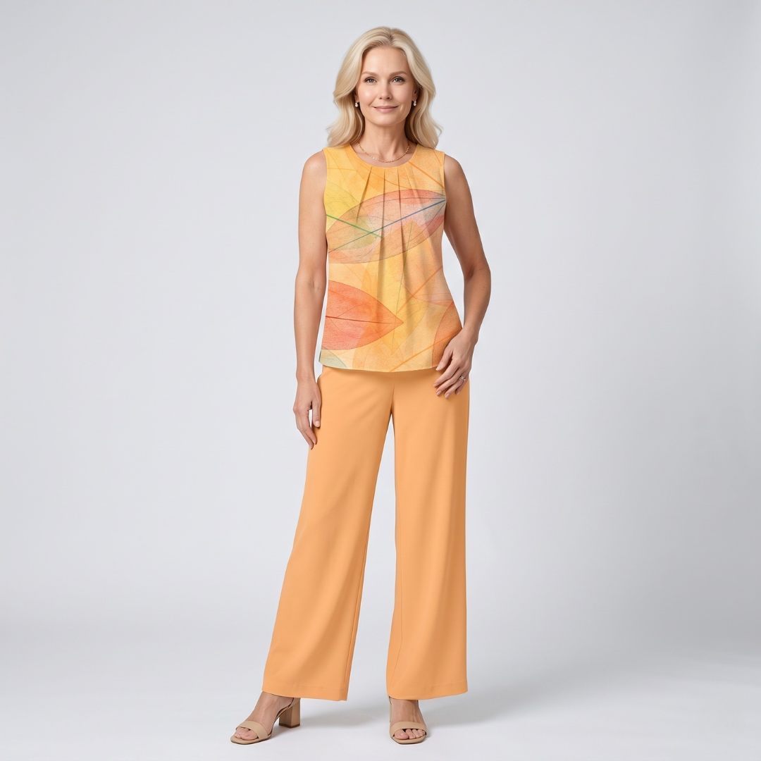 Amber | Leaf Print Two-Piece Set