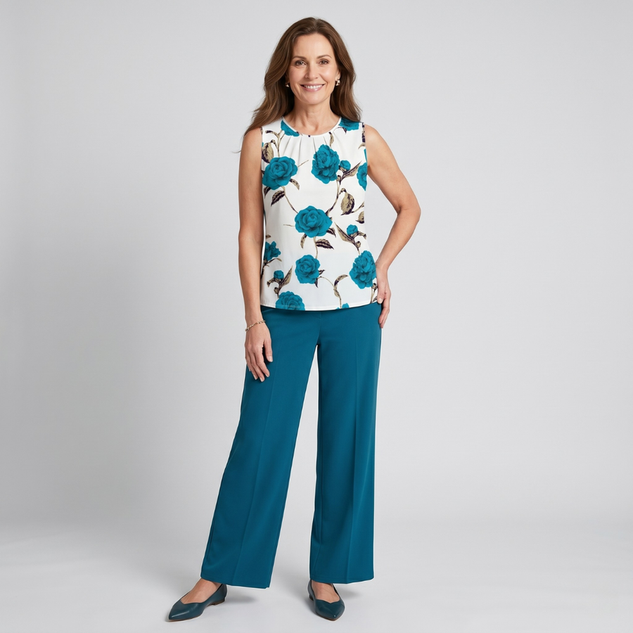 Alicia | Cyan Floral Two-Piece Set